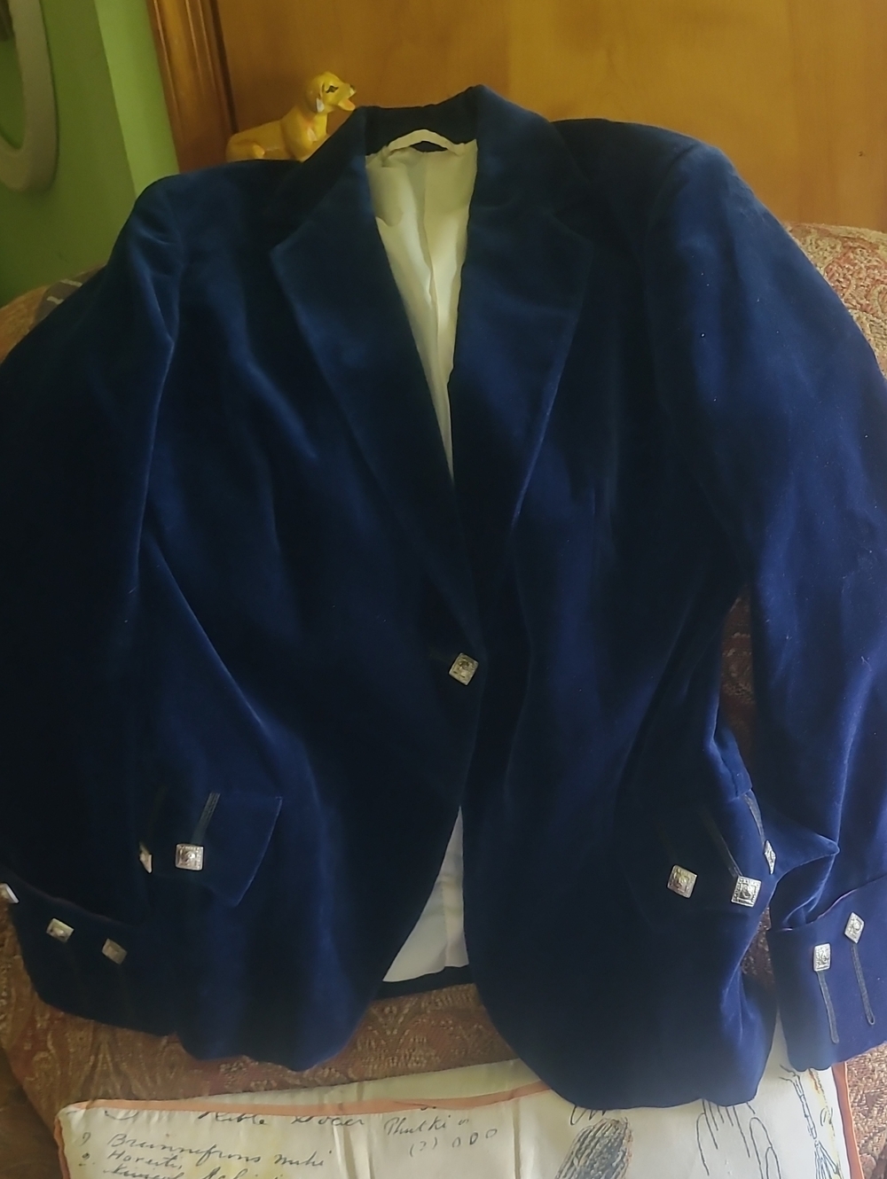 Mens Navy Velvet Blazer Jacket For Kilts